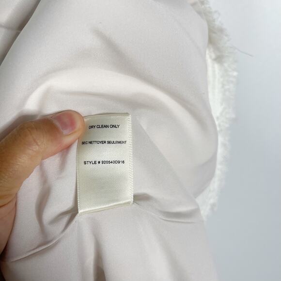 Rebecca Taylor 4 Snow Tweed V Neck Sleeveless Dress Striped Motif Cotton White - Picture 12 of 16